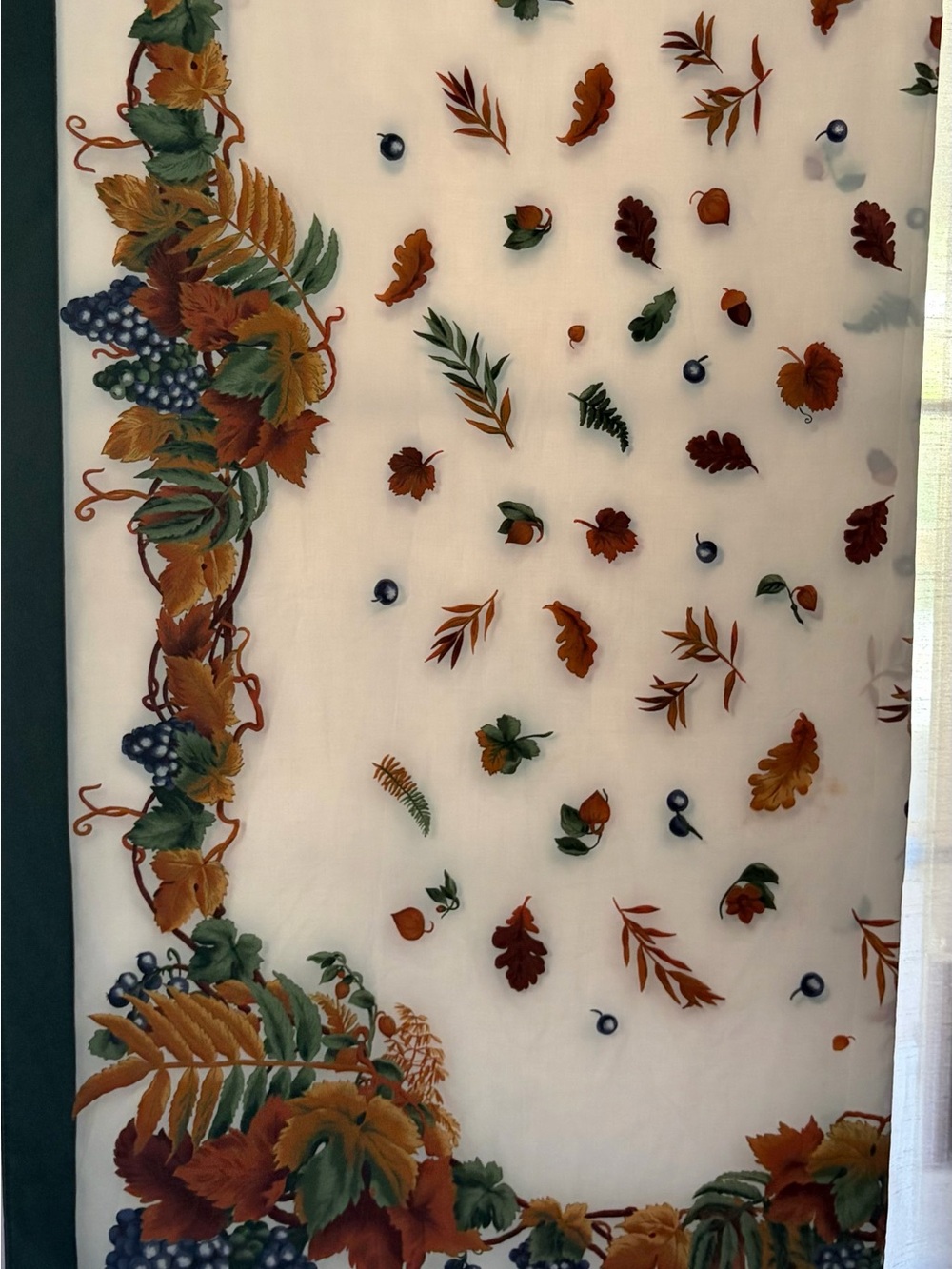 Autumn Vine Sheer Panel in Green and Rust